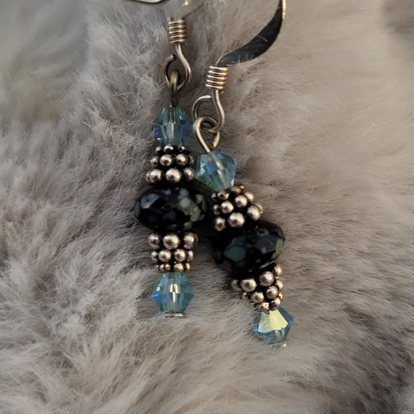Blue Crystal Earrings - Picture 2 of 2
